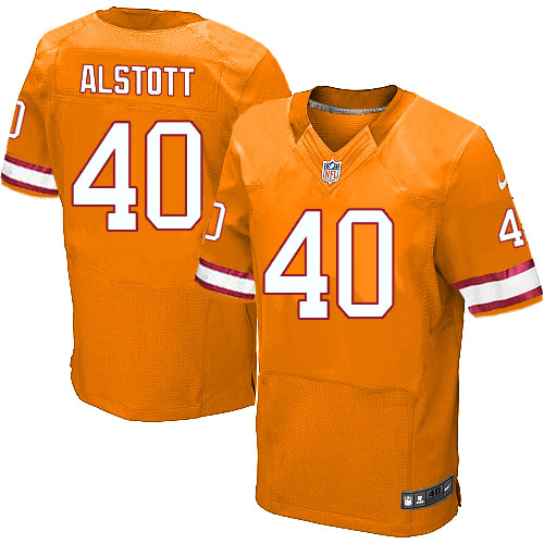 Men's Elite Mike Alstott Nike Jersey Orange Alternate - #40 NFL Tampa Bay Buccaneers